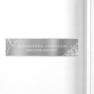 Moderner Beruflicher Luxus Silver Sparkle Glitzer Türschild