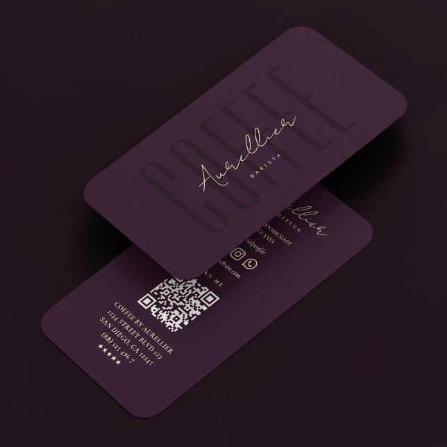 Moderner Beruflicher Minimalistischer Dunkler Lila Visitenkarte (Modern Professional Minimalist Dark Purple QR Code Business Card
)