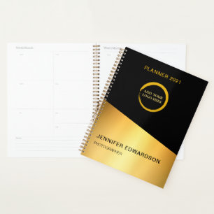 Moderner beruflicher Planer in Schwarz und Gold