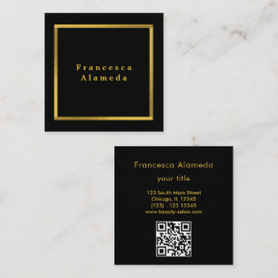 Moderner beruflicher QR-Code in Schwarz & Gold Quadratische Visitenkarte