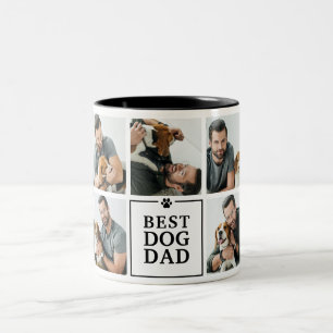 Moderner Best Dog Dad 7-Foto-Collage Zweifarbige Tasse