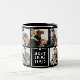 Moderner Best Dog Vater 7-Foto Collage Zwei-Tonen- Zweifarbige Tasse