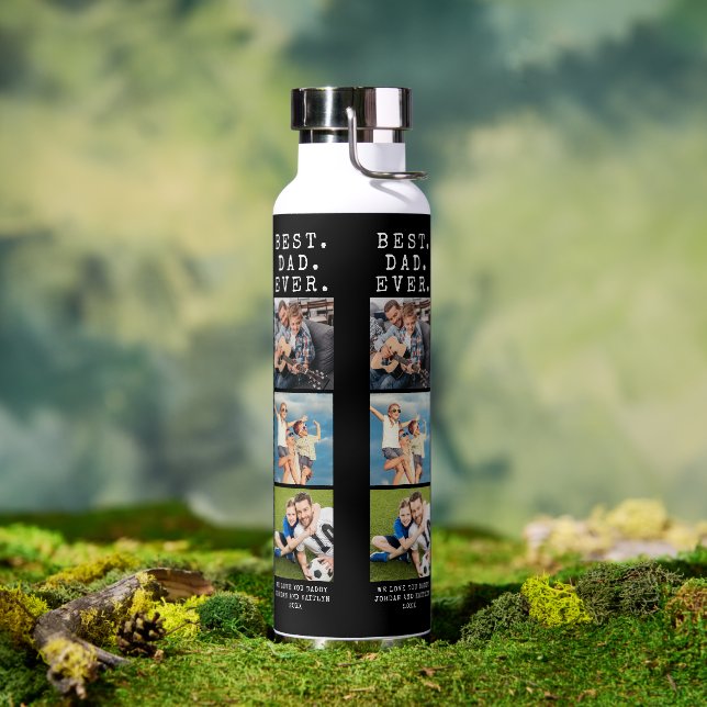 Moderner BEST VATER EVA 3 Fotos Personalisiert Trinkflasche (Außenbereich)
