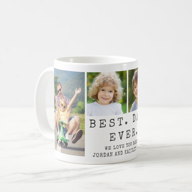 Moderner BEST VATER EVA 4 Fotos Personalisiert Kaffeetasse (Vorderseite Links)