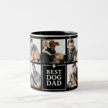 Moderner Bester Hund Papa 7-Foto-Collage Zweifarbi