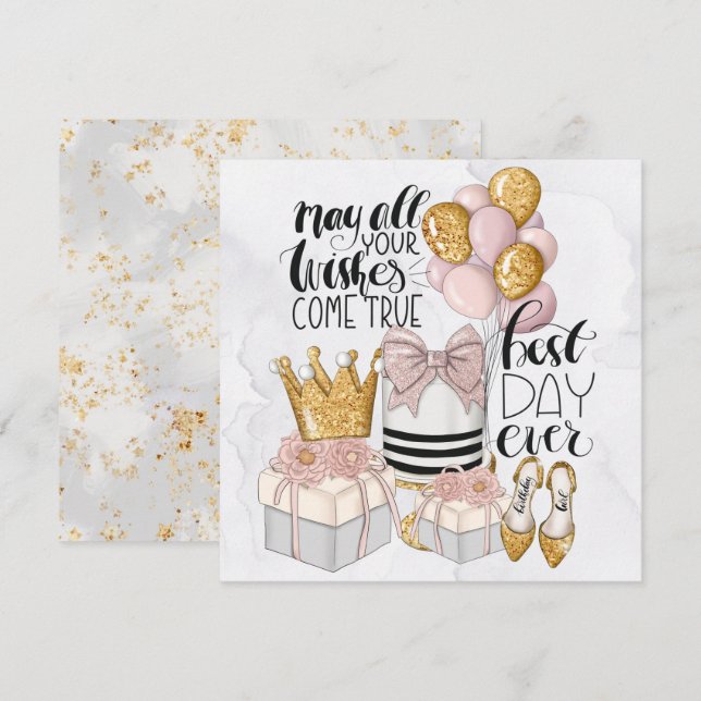 Moderner bester Tag je Geburtstag Feiertagskarte (Vorne/Hinten)