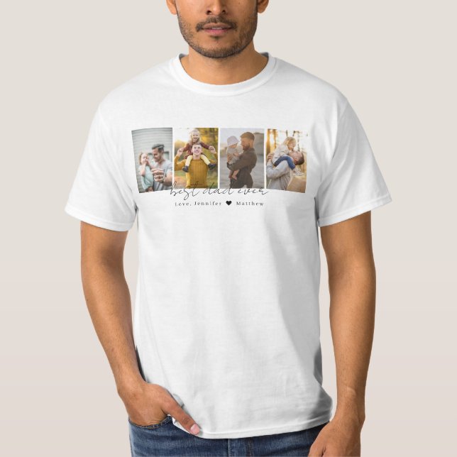 Moderner bester Vater je 4 Fotos kundenspezifisch  T-Shirt (Vorderseite)