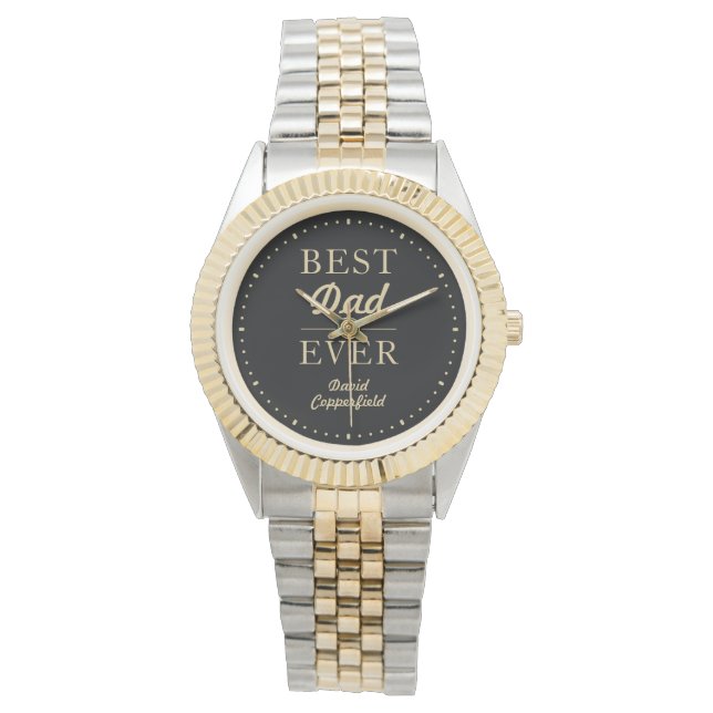 Moderner bester Vater je Black Gold Silver Armbanduhr (Vorderseite)