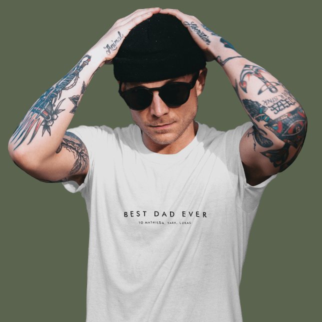Moderner bester Vater je Individuelle Name Weiß T-Shirt (Von Creator hochgeladen)