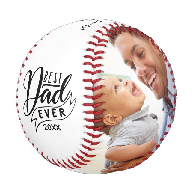 Moderner bester Vater je zwei Foto Baseball (Schrägansicht)