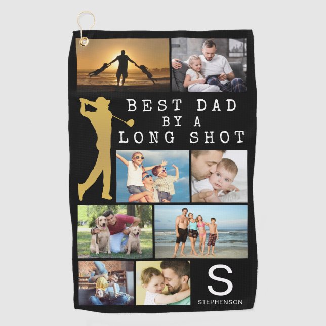 Moderner BESTER VATER MIT LANGEM SHOT 9-Foto-Monog Golfhandtuch (Vorderseite)