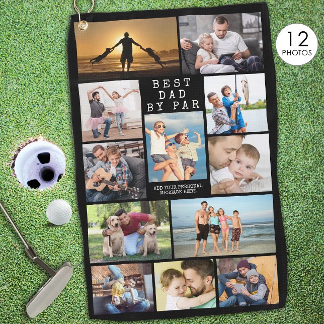 Moderner BESTER VATER MIT PAR FotoCollage Personal Golfhandtuch (Von Creator hochgeladen)