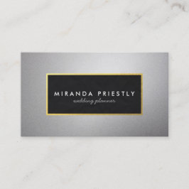 Moderner Black and Silver Gold Rahmen Hochzeitspla Visitenkarte