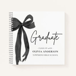 Moderner Black Bow Coquette Graduate Abschluss Notizbuch