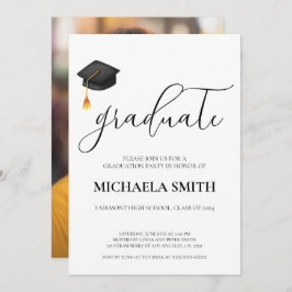 Moderner Black Cap High School Foto Abschluss Einladung