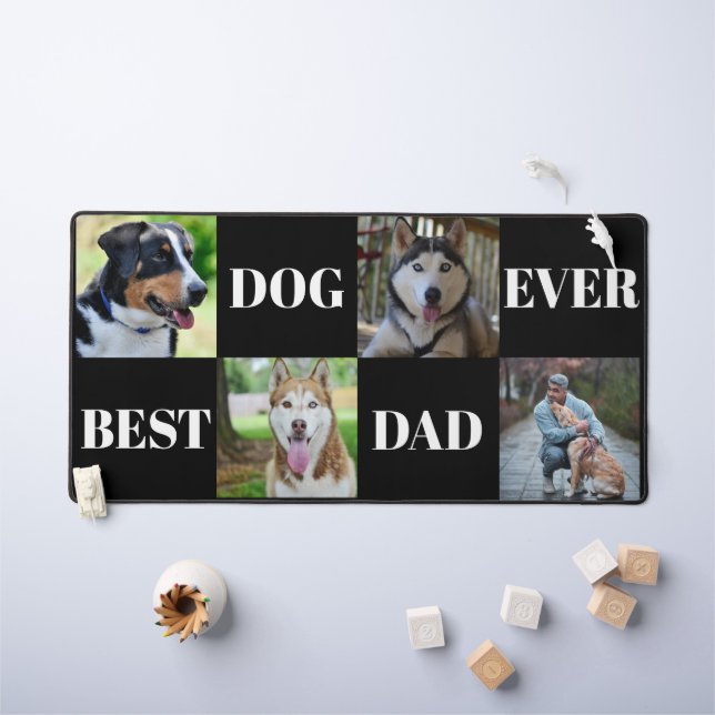 Moderner Black Dog Vater Vier FotoCollage Schreibtischunterlage (Kindertisch)