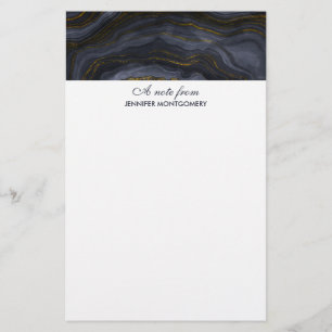 Moderner Black & Gold Agate Stone Abstrakt Briefpapier