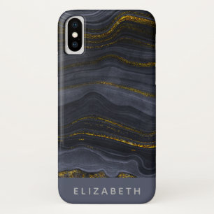 Moderner Black & Gold Agate Stone Abstrakt Case-Mate iPhone Hülle