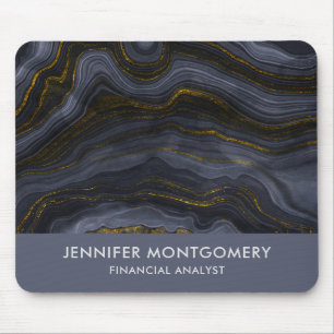 Moderner Black & Gold Agate Stone Abstrakt Mousepad