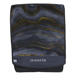 Moderner Black & Gold Agate Stone Abstrakt Rucksack