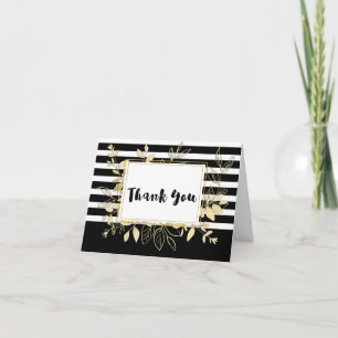 Moderner Black Gold Botanischer Glamour Chic Viele Dankeskarte