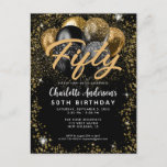 Moderner Black Gold Glitzer Ballon jedes Alter Geb Postkarte<br><div class="desc">Moderne Glam Imitate Gold Black Copper Gelb Glitzer Sparkle Ballon Elegant Stilvoll jedes Alter Geburtstag Einladung</div>