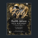 Moderner Black Gold Glitzer Ballon jedes Alter Geb Postkarte<br><div class="desc">Moderne Glam Imitate Gold Black Copper Gelb Glitzer Sparkle Ballon Elegant Stilvoll jedes Alter Geburtstag Einladung</div>