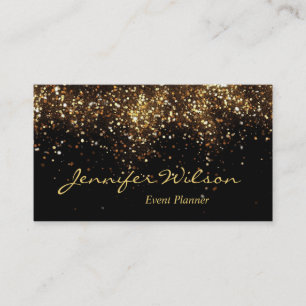 Moderner Black & Gold Glitzer Eventplaner Visitenkarte