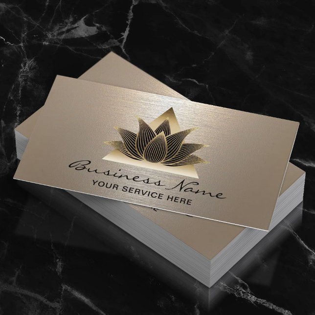 Moderner Black & Gold Lotus Logo Wellnessbereich W Visitenkarte (Von Creator hochgeladen)
