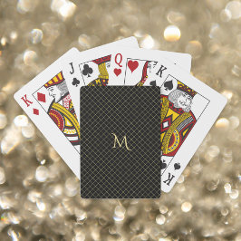 Moderner Black Gold Mit Monogramm Karo Streifen Po Spielkarten