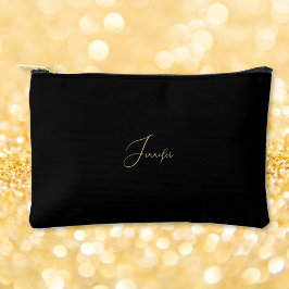 Moderner Black Gold Mit Monogramm Travel Cosmetic Zubehörtasche
