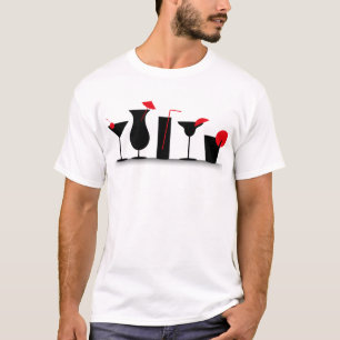 Moderner Black Red Cocktail Mixed Drink Tropical T-Shirt