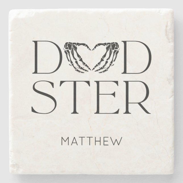 Moderner Black Skelett Beängstigend Dadster Hallow Steinuntersetzer (Vorderseite)