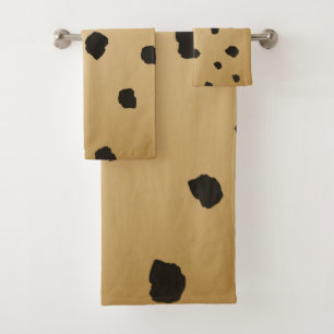 Moderner Black Spot Goldenrod Gold Beige Tan Badhandtuch Set