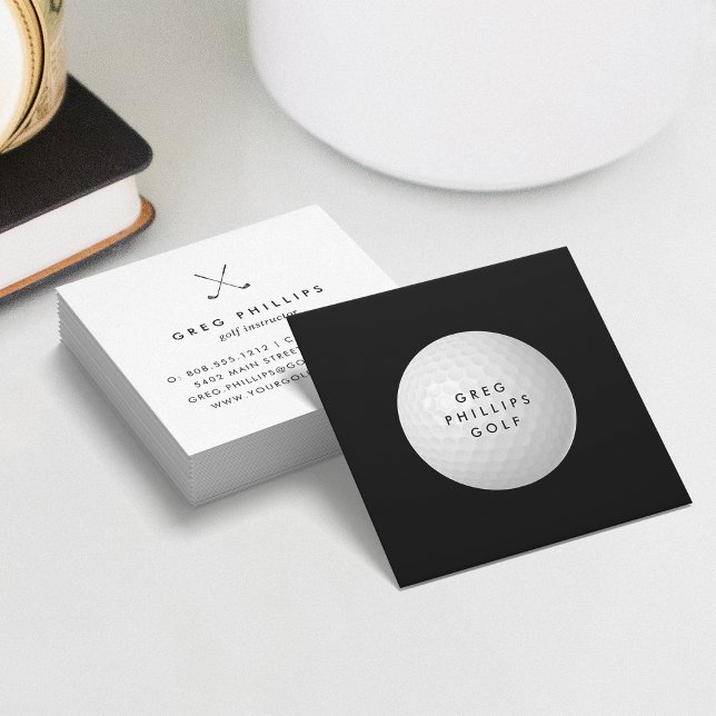 Moderner Black & White Golf Pro oder Instruktor Quadratische Visitenkarte (Von Creator hochgeladen)