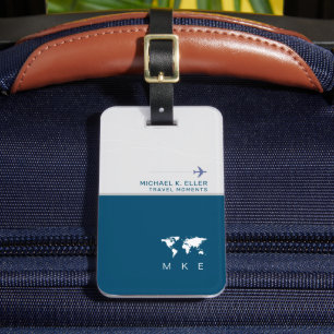 Moderner BLAU (Name und Initiale) Reisender Gepäckanhänger