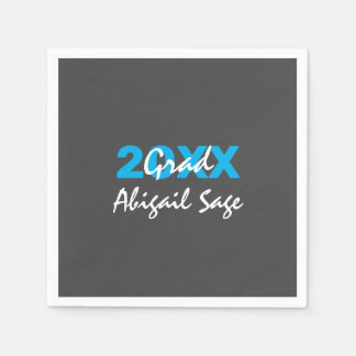 Moderner Blau- und Weißtext auf grauem Abschluss Serviette