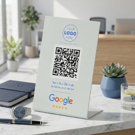 Moderner Blau-Weiß-QR-Code für Geschäftsbewertunge Sockelschild