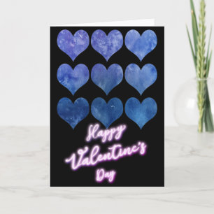 Moderner Blaue Herzen Valentinstag Feiertagskarte