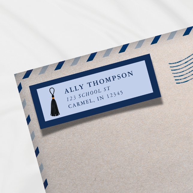 Moderner blauer Abschlusskappen-Quast  (Modern Blue Graduation Cap Tassel Label)