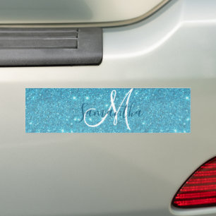 Moderner blauer Glitzer Glitzern Personalisiert Na Autoaufkleber