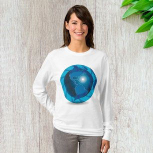 Moderner blauer Globus Weltkarte T-Shirt