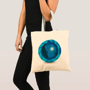 Moderner blauer Globus Weltkarte Tragetasche