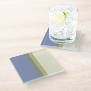 Moderner blauer, grüner Cremefarbblock Glasuntersetzer