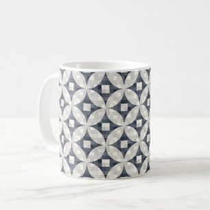 Moderner blauer Karo in Grau und Beige Kaffeetasse