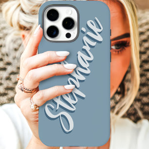 Moderner, blauer Minimaler Skriptname iPhone 16 Pro Max Hülle
