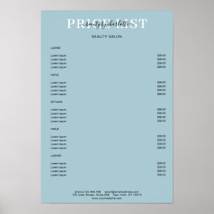 Moderner blauer Preislisteplakat Poster