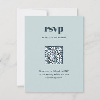 Moderner, blauer Trendy Mix Match Wedding QR Code RSVP Karte