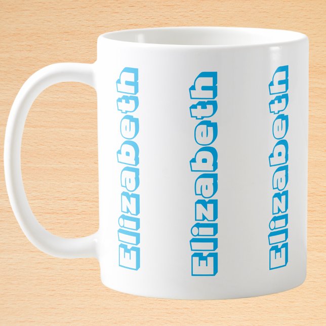Moderner blauer vertikaler Name Personalisiert Kaffeetasse (Von Creator hochgeladen)
