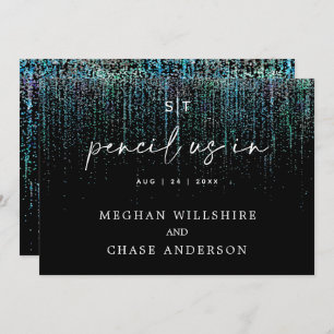 Moderner Bleistift uns im Aquamarinen Glitzer Edgy Einladung